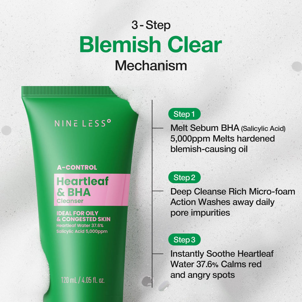 NINELESS A-Control Heartleaf & BHA Cleanser - 120ml