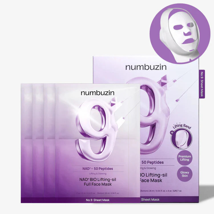 Numbuzin No.9 NAD Bio Lifting-sil Full Face Mask Set (48ml x 4 Sheets)