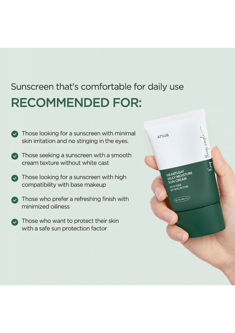 Anua Heartleaf Silky Moisture Sunscreen - 50ml